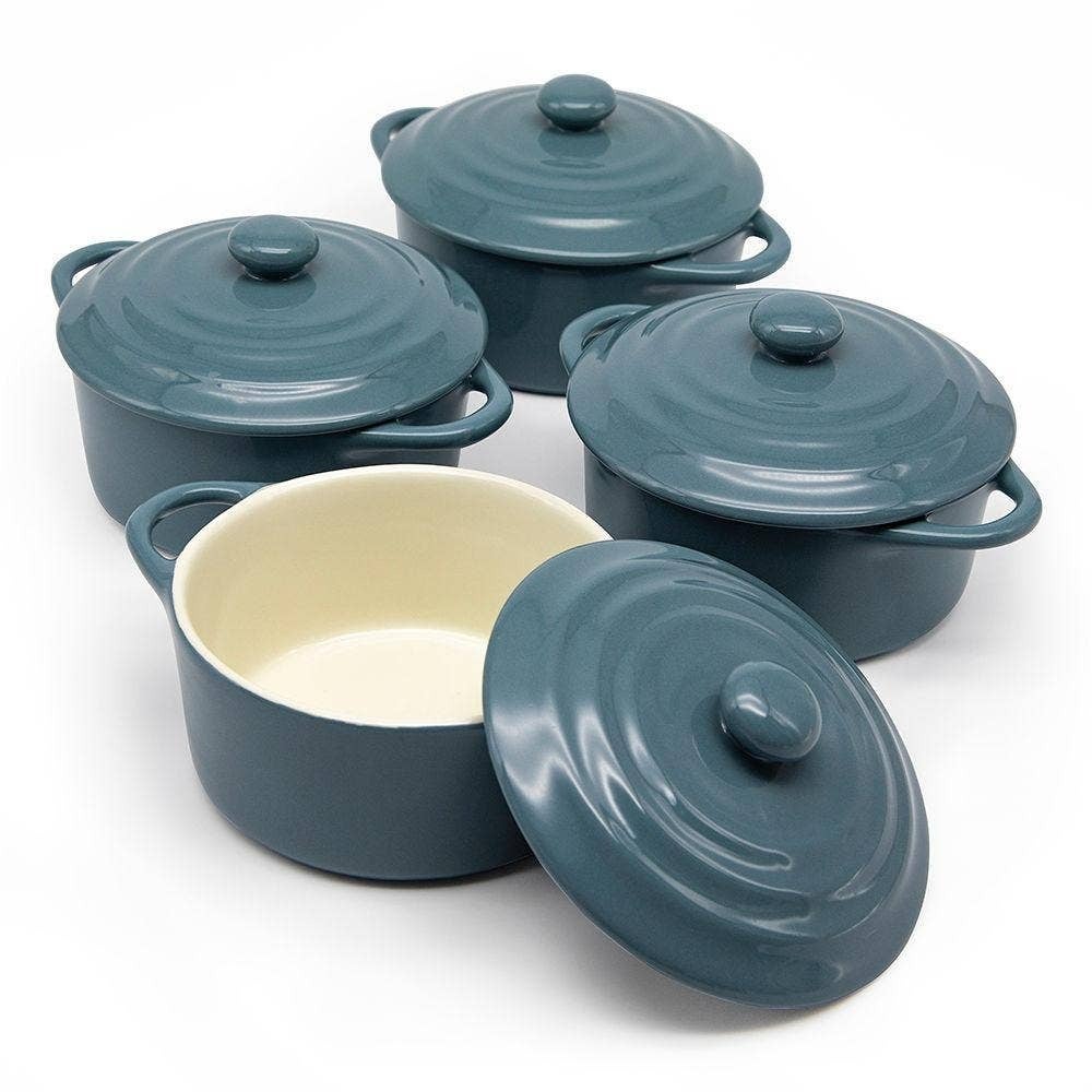 Kook Kook Mini Casserole Dishes & Lids, Ceramic, 12 oz